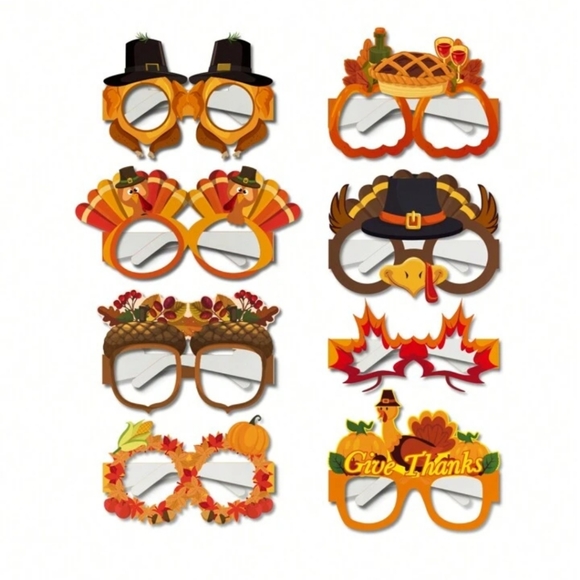 Thanksgiving Themed Paper Glasses 8 pcs - Picture 1 of 3